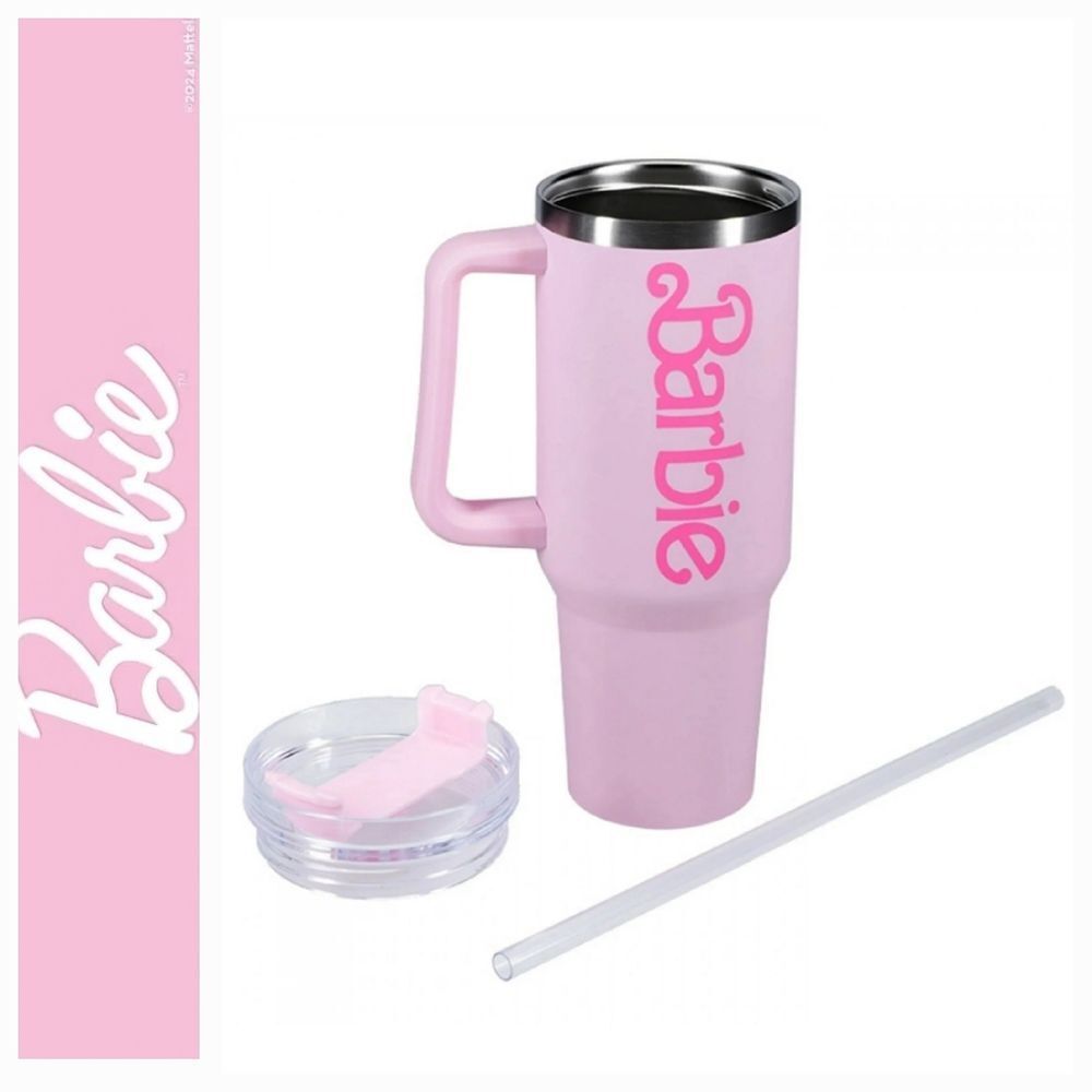 Barbie 40oz. XL Logo Insulated Travel Tumbler w/Straw
